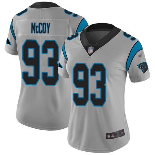 Carolina Panthers Limited Silver Women Gerald McCoy Jersey NFL Football #93 Inverted Legend->women nfl jersey->Women Jersey